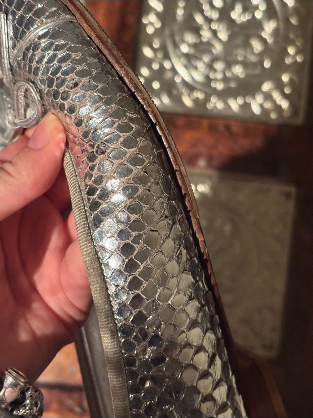 Chanel Silver Python Ballet Flats - Size 37 - Picture 8 of 14